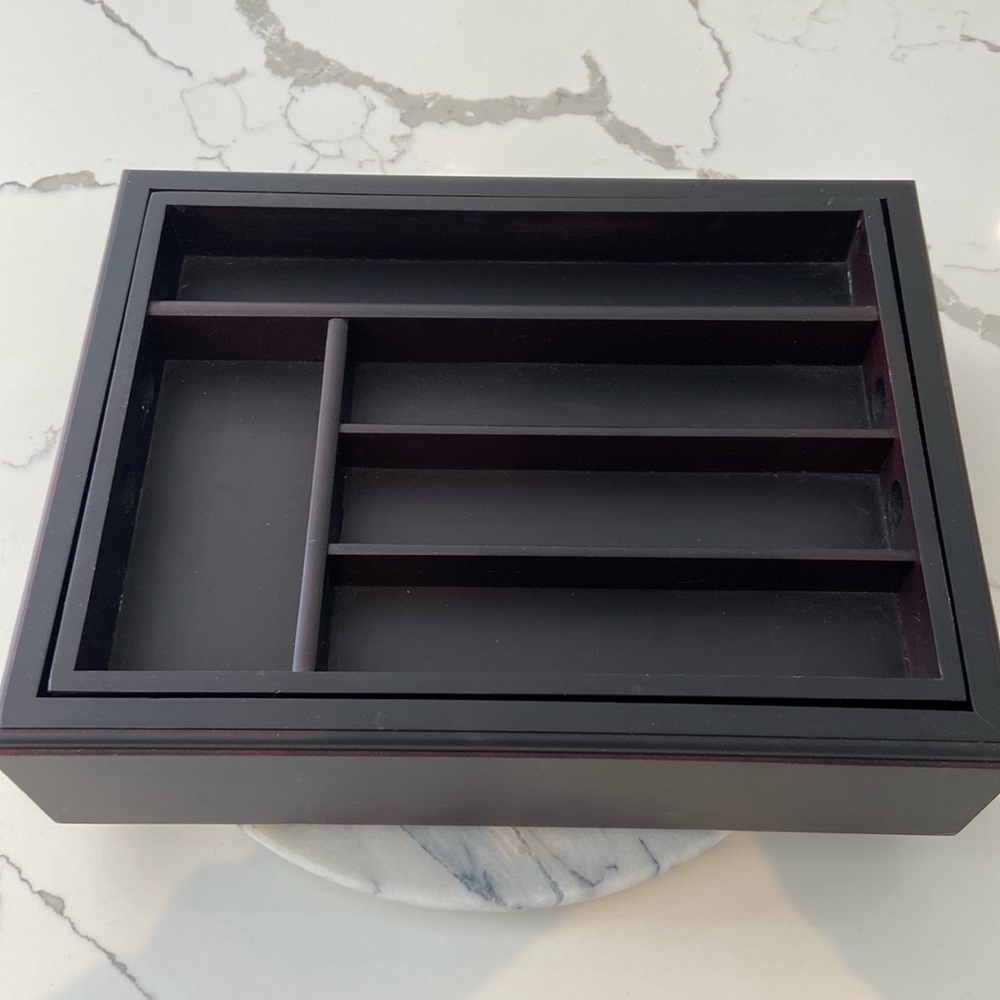 Vintage Wallace Silversmiths Flatware Divided Tray Drawer Storage Mahogany Wood
